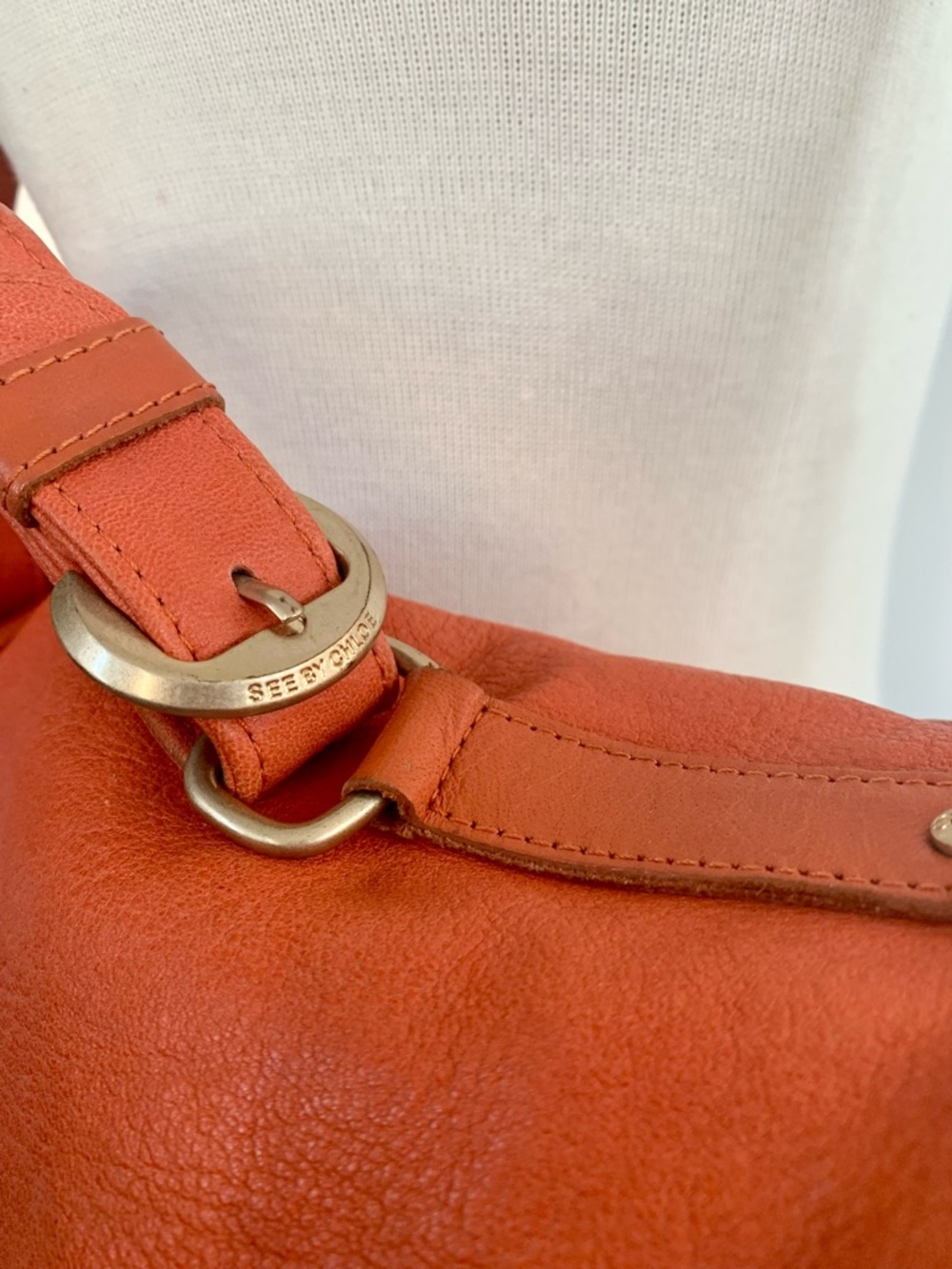 See By Chloé Scalloped Flap Leather Shoulder Bag in Rust Orange - Picture 6 of 7